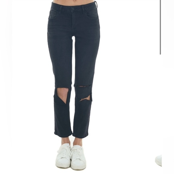Cello Black Mid Rise Slit Knee Boyfriend Jeans Size 7 NWT - Picture 1 of 4